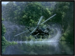 las, Helikopter Apache, Pojazdy Militarne, rzeka
